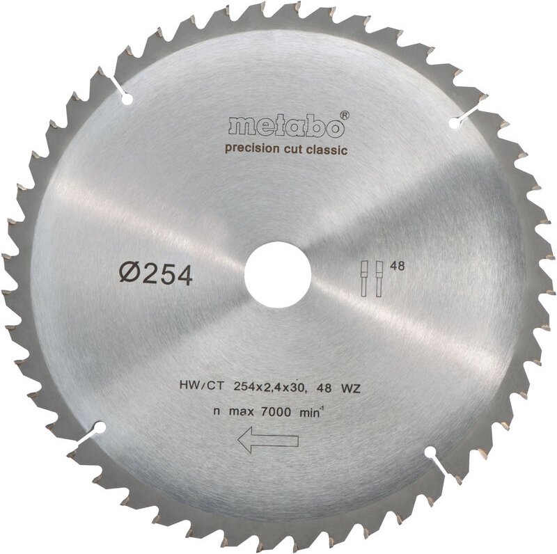 Kreissägeblatt Sägeblatt 254X30 Z48 wz 5°Neg. für Bosch gcm gts - Metabo