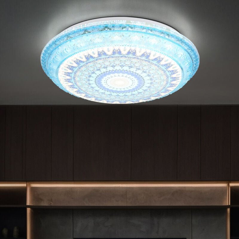 Deckenleuchte cct Deckenlampe Schlafzimmer blau, weiß led, Metall, 1x led 18W 600Lm 2700K, 4000K, 6000K, DxH 39x8,5 cm