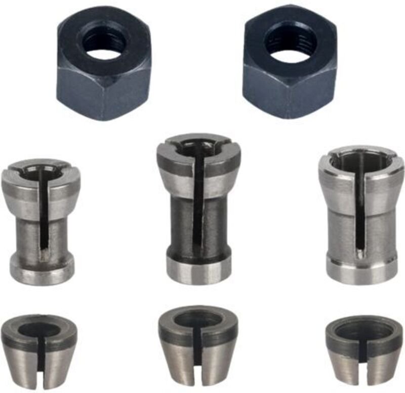 Fräsfutter - 8er Set, Bündigspannzange (6mm, 6,35mm, 8mm), Oberfräsenspannzange, Spannzangenadapter