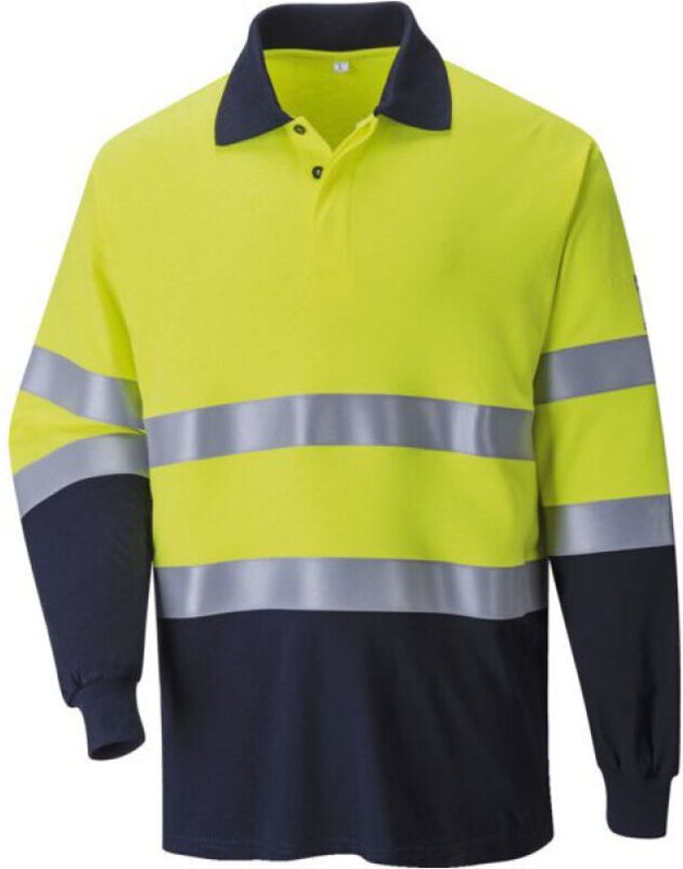 Antistatisches, feuerhemmendes Poloshirt in zweifarbig Farbe: Gelb/Navy, Größe XL - Portwest