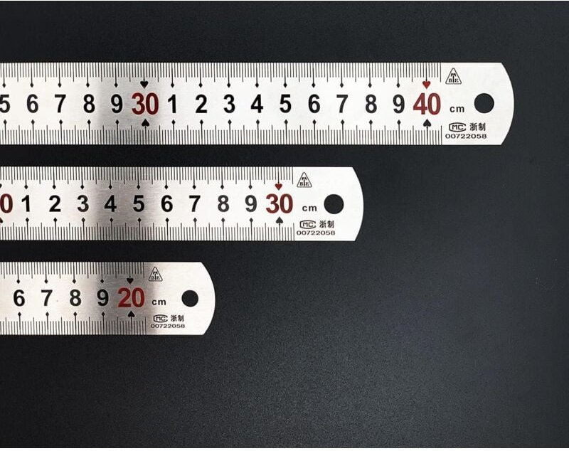 Ahlsen - 3er-Set Edelstahl-Lineal 40 cm, 30 cm, 20 cm, Edelstahl-Lineal mit metrischen und imperialen Maßen, doppelseiti...