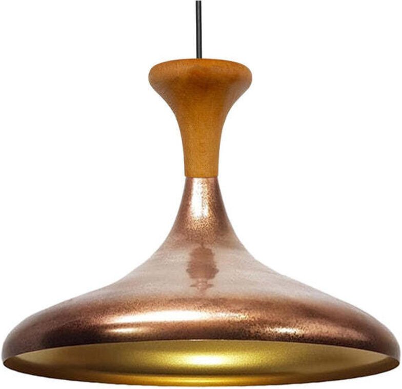 Schlichte Pendelleuchte aus Kupferholz für das Kopfteil - Vintage-Kronleuchter E27 Ø35 cm für Wohnzimmer, Schlafzimmer o...