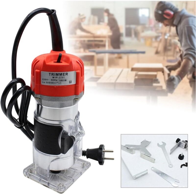 Holzfräse Oberfräse, Elektrik Kantenfräse Holz Oberfräse Trimmer Einhandfräse 6.35MM Fräsen Cuter 30000R/MIN 800W Elektr...