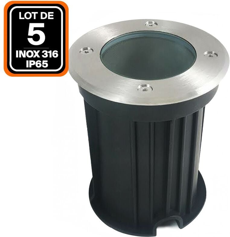 Europalamp - 5 Bodeneinbaustrahler Rund Edelstahl 316 Eterieur IP65 GU10