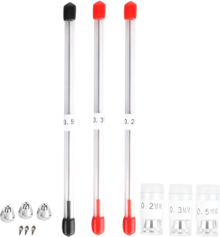 Düsenkappe, Nadel und Düse für Airbrush, 0,2 mm, 0,3 mm, 0,5 mm. Airbrush-Ersatzteile, hochwertiges und langlebiges Airb...