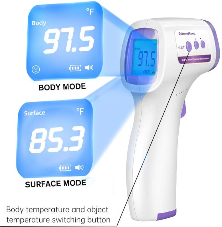 Thumbnail - Thermometer Hand-Infrarot-Thermometer, dreifarbige Hintergrundbeleuchtung, hochpräzises Thermometer, medizinische Qualit...