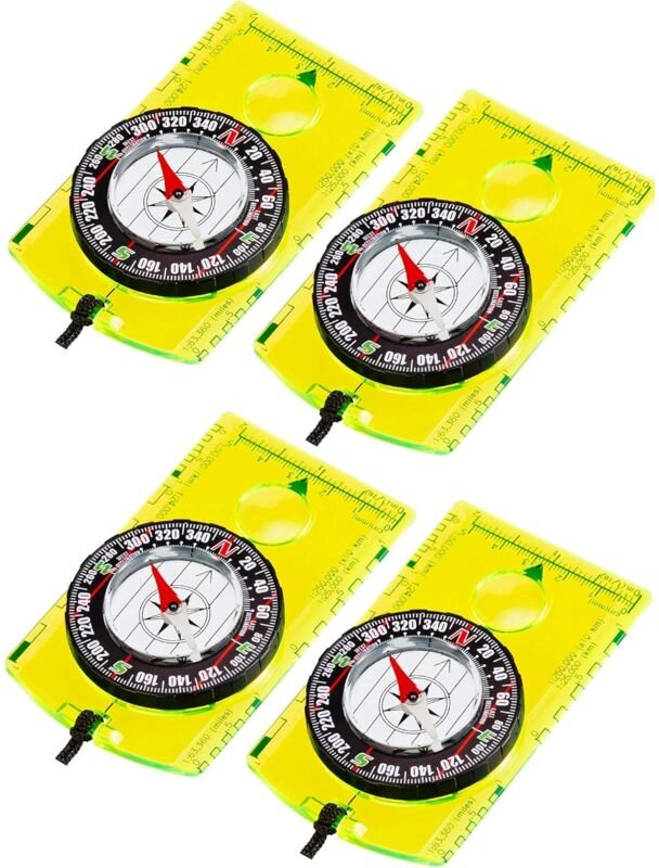 4-teiliger Orientierungskompass, Wanderrucksack-Navigationskompass, Scout, wasserdichter Kartenlesekompass für Kinder, O...