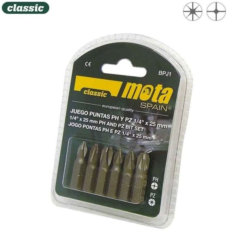 Mota - Set mit 6 Bits ph 1-2-3, pz 1-2-3 x 25mm Werkzeuge 39186