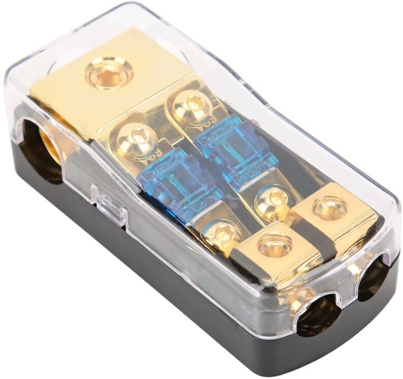 Ej.Life 60A Stromverteilerblock 1 in 2 Ausweg Car Audio Splitter Kupfer Erdungssicherungshalter