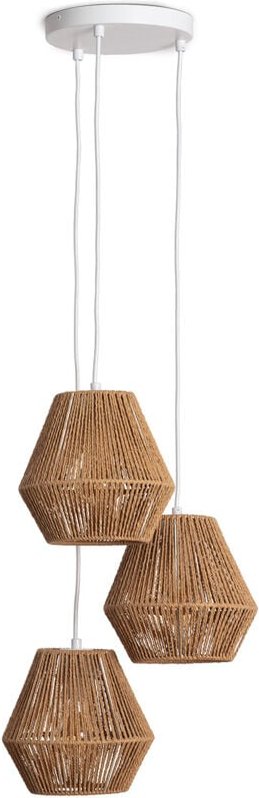 Efectoled - Pendelleuchte Geflochtenes Papier Trilla 3 Strahler Braun