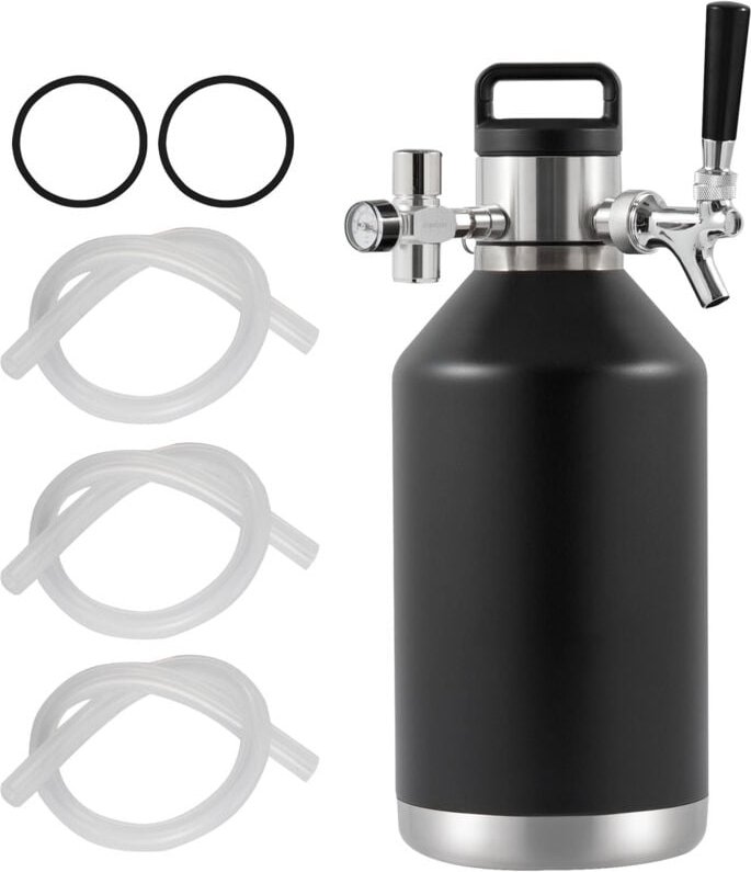 Mophorn 128 oz 4 l Mini-Fass-Bier-Growler-Zapfanlage, Edelstahl 304, unter Druck mit CO2-Regler, Druckanzeige, auslaufsi...