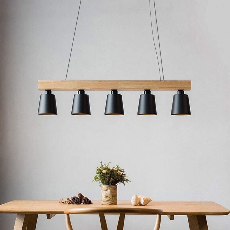Gbly - Pendelleuchte Esstisch Hängelampe Schwarz - Esstischlampe Esszimmer Pendellampe Holz Modern Hängeleuchte E27 Küch...