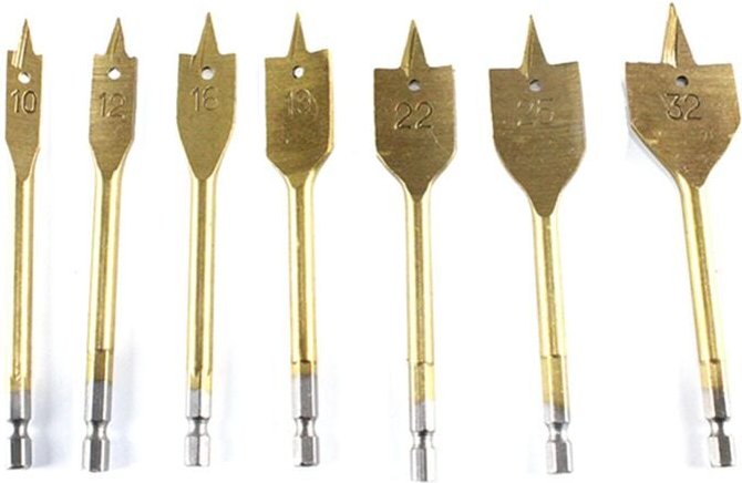 Tlily - 7 hss Lochbohrer Flachholzbohrer diy Holzbearbeitungswerkzeuge mit Tasche