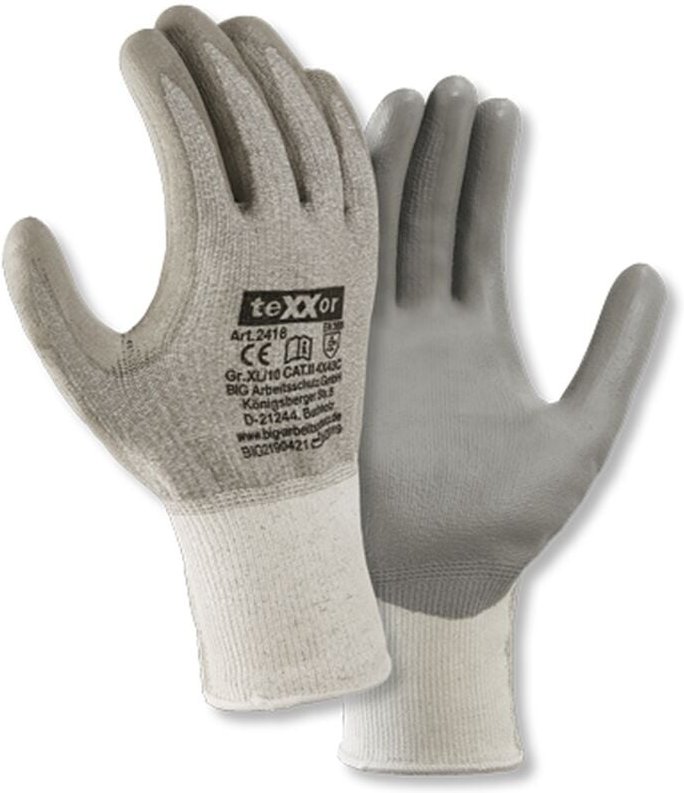 teXXor® Schnittschutz-Strickhandschuhe PU-BESCHICHTUNG, Grau/Grau