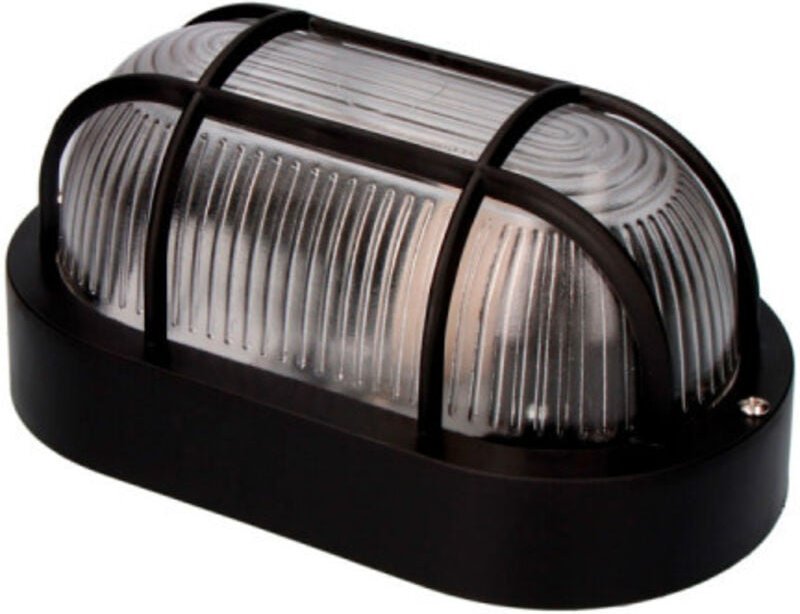 EDM - Ovale Wandleuchte IP54, schwarze Farbe, 1 x E27, 40 w, 11,4 x 20,2 x 10 cm, Modell Tarragona