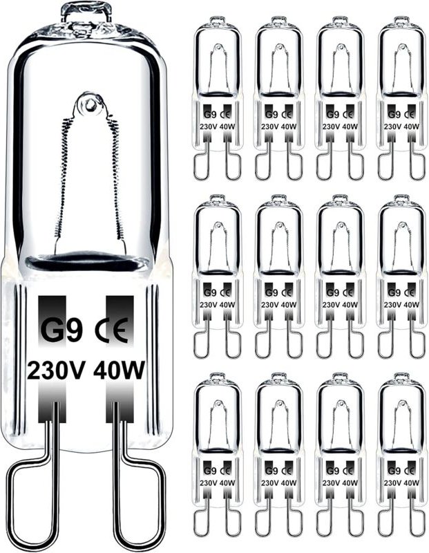 Jusch - G9-Glühbirne, 40 w, 230 v, dimmbar, warmweiß, G9-Halogenlampe, 300 °C-Toleranz, G9-Ofenbirne für Mikrowellenherd...