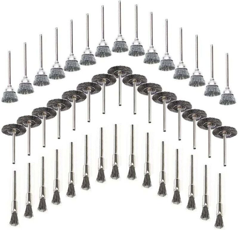 45-teilige Drahtbürsten, Edelstahldraht-Metallbohrbürsten, Rotationsbürsten, für Metallbohrwerkzeuge, Polieren, Rostentf...