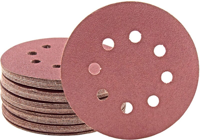 Fox Klett-Schleifscheiben, 125 mm, 8-Loch, f. Exzenterschleifer, Normalkorund (50 Stk.) K240 - Miotools