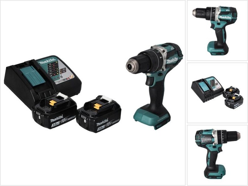 Makita DHP 484 RF Akku Schlagbohrschrauber 18 V 54 Nm Brushless + 2x Akku 3,0 Ah + Ladegerät