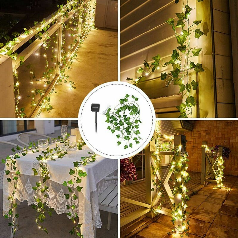 Efeu Lichterkette Girlande 5m mit 50LEDs LED-Lichterkette Blatt-Lichterkette Dekoration für Party, Hochzeit, Garten, Zim...