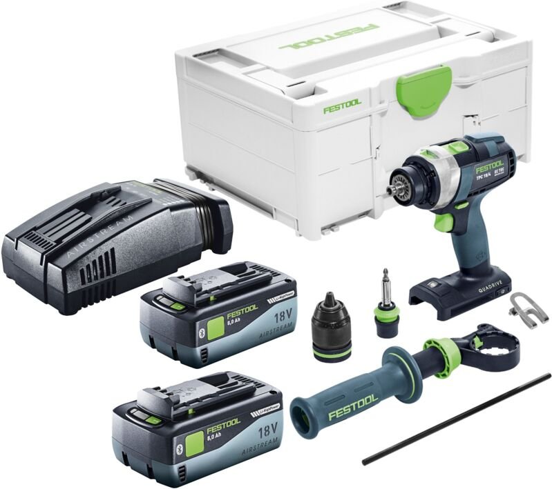 Festool TPC 18/4 I-Basic Akku Schlagbohrschrauber 18 V 75 Nm + 2x Akku 8,0 Ah + Schnellladegerät + Systainer