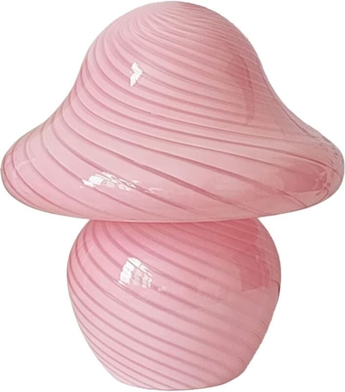 Thumbnail - Tonchean - Tischlampe aus Stein und Rauchglas, Lampe braun – rosa dreifarbig, Twill, Verdunkelung