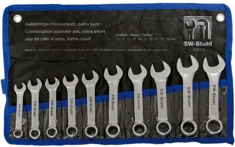 Sw Stahl - SW-Stahl Gabelringschlüsselsatz 10-19 mm extra kurz 10-teilig