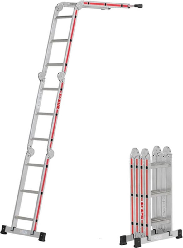 FP - Hymer Mehrzweckleiter mit Arbeitsbühne 4x3 Sprossen, Holm 60 mm, Alu Leiter