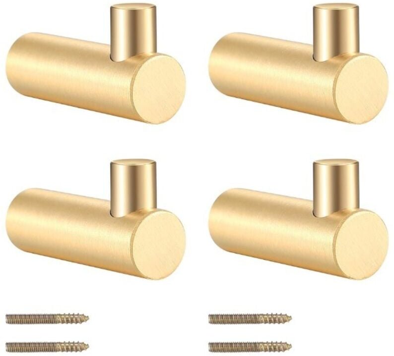 Linghhang - 4 Stück Kleiderhaken aus Messing zur Wandmontage, goldener Kleiderständer, Garderobenständer zum Aufhängen v...