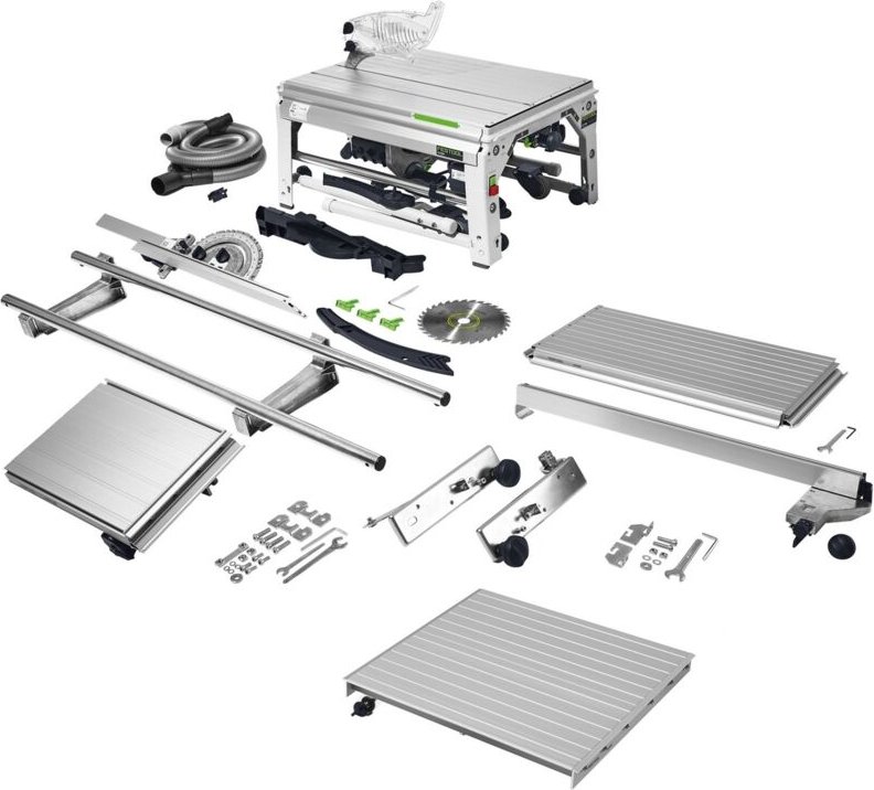 Festool - Tischzugsäge cs 70 EBG-Set precisio, incl. 1x Kreissägeblatt, Schiebetisch, Absaug-Set, Zubehör, Karton