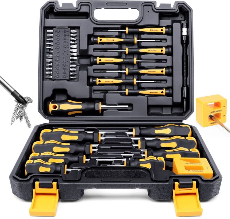 Hochleistungs-Schraubendreher-Set – 42-teiliges Set mit magnetischen Spitzen, komfortablem Griff, Kreuz- und Schlitzschr...