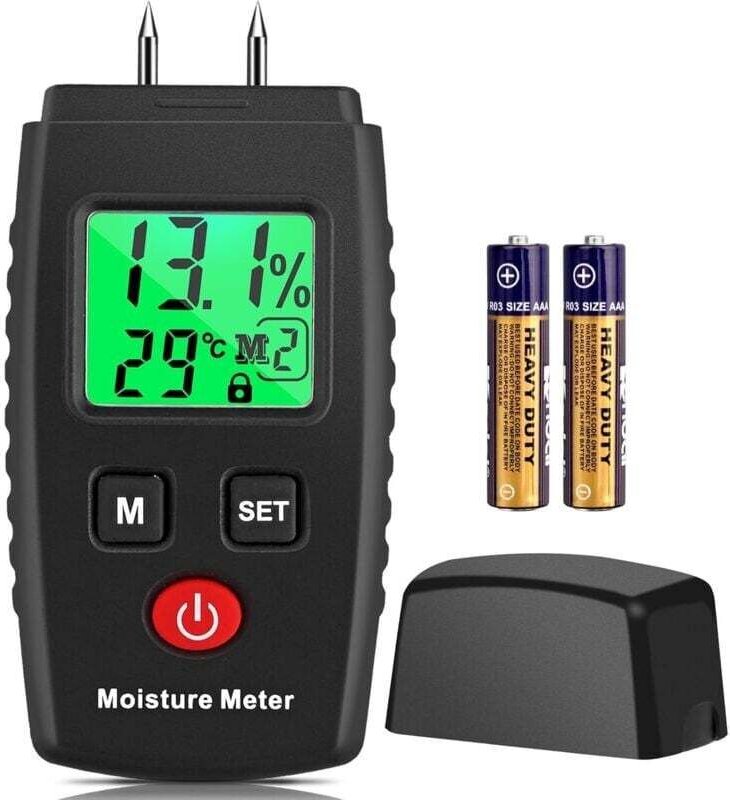 Feuchtigkeitsmessgerät, nadelförmiger Feuchtigkeitsdetektor mit 3 Betriebsmodi, LCD-Bildschirm mit grüner Hintergrundbel...