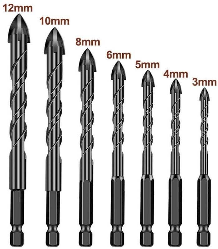 XVX - 12-teiliges Steinbohrer-Set aus Hartmetall für Beton, für Stein, Fliesen, Ziegel, Keramik, Glas, Metall, Blech, Ku...