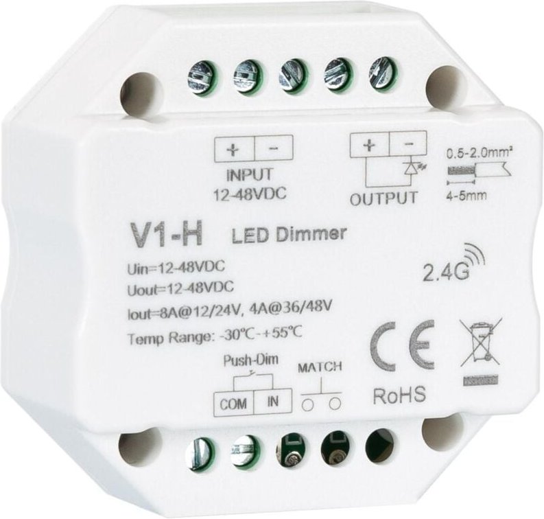 Efectoled - LED-Dimmer rf 12/48V für einfarbige LED-Streifen Kompatibel mit Schalter Weiß