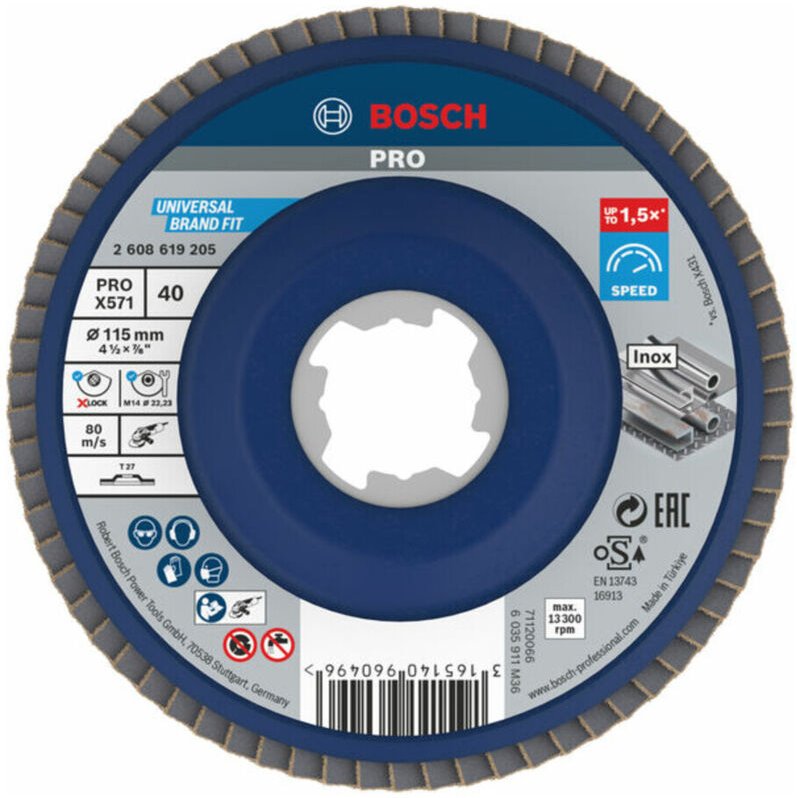 Bosch - x-lock Schleifscheibenlamellen X571 B.Metall:115mm r.plás.G40 2608619205