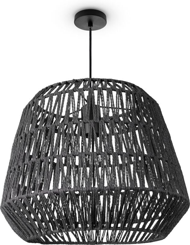 Pendelleuchte Wohnzimmer Boho Korbleuchten Pendellampe Rattan Hängeleuchte Schwarz (Ø40cm), Pendelleuchte - Typ 9 - Paco...