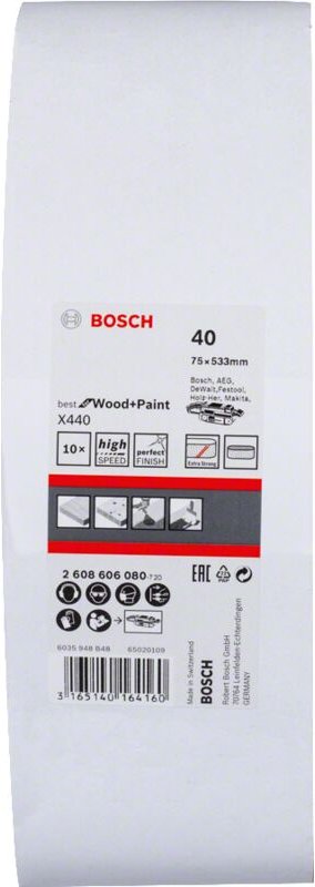 Bosch Accessories 2608606080 Schleifband Körnung (num) 40 (L x B) 533 mm x 75 mm 10 St.