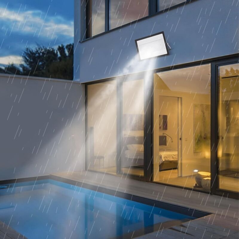 LED Flutlicht 300W Strahler Scheinwerfer mit Stecker 6500K Fluter IP66 Wasserdicht Außen Außenstrahler für Gänge, Garage...