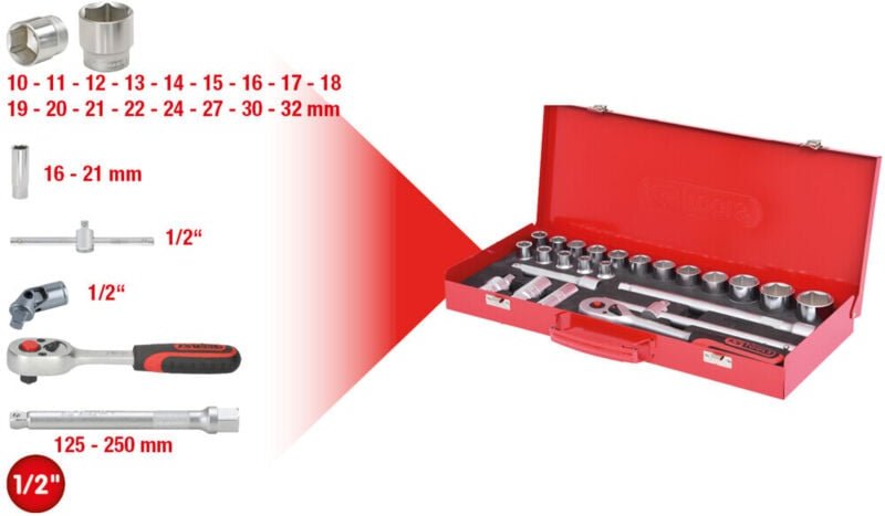 1/2' Steckschlüssel-Satz, 24-tlg