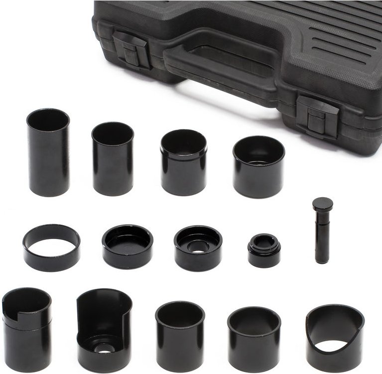 Thumbnail - Wiltec Set 14 Teile Austreiber, Treibsatz für Werkstattpressen, Druckstück Lagertreibsatz im Koffer mit Hülsen und Bolze...