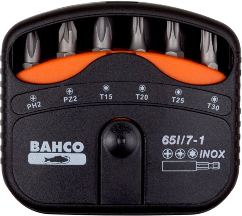 65I/7-1 Bit-Set 7teilig Kreuzschlitz Phillips, Kreuzschlitz Pozidriv, Außen-Sechsrund (tx) - Bahco