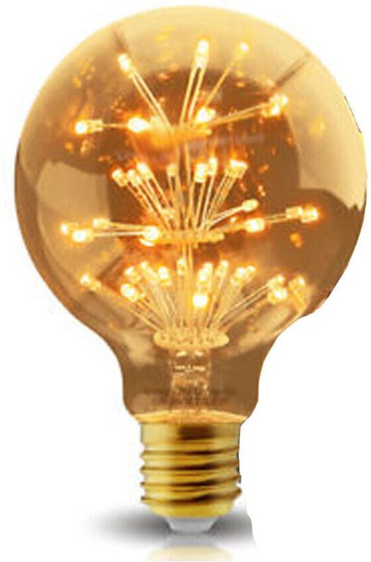 3-W-Led-Lampe, Warmweiß, E27-Sockel, G95-Kugelform, Heller Stern, 2200 K