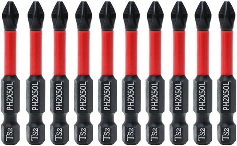 CSPARCV 10 Stück 50 mm Schraubendreherbits mit Kreuzschlitzkopf, magnetischem Schraubendreherbit, rutschfestem Kreuzschl...