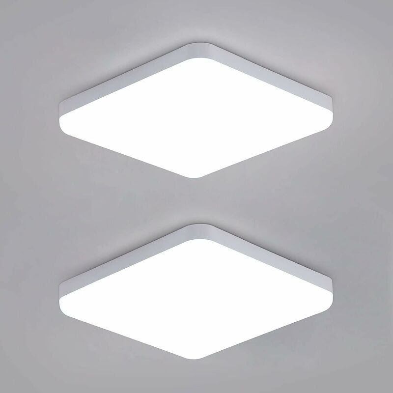 Goeco - 2 Stück led Deckenleuchte Kaltweiß 6000K Quadrat 25x25cm Deckenleuchte für Badezimmer Wasserdicht IP54 Für Bad, ...