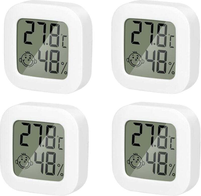 ZVD-4er-Pack Innenthermometer, Mini-Thermometer, Hygrometer, hochpräziser Temperatur- und Feuchtigkeitsmonitor mit lufta...