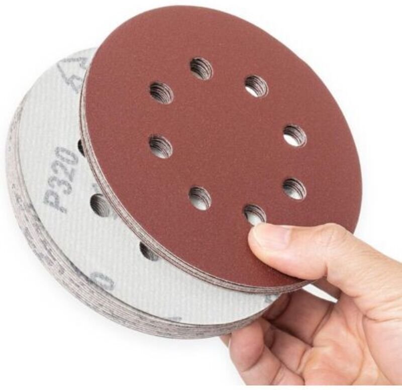20 Stück Schleifscheiben Korn 320, 8 Löcher, 125 mm mit Klettverschluss für Exzenterschleifer