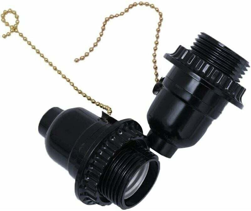 Stück E27 Lampenfassungen, Lampenfassung, Basisadapter, Steckdosen-Zugschalter (schwarz)