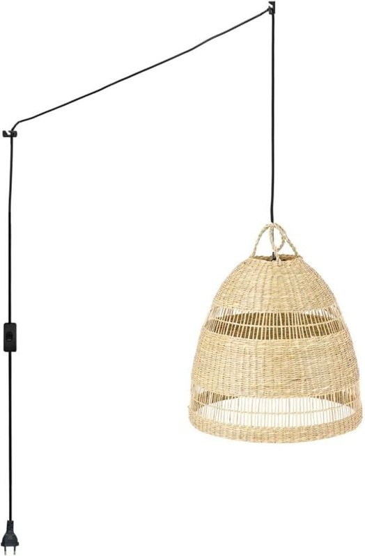 Barcelona Led - Pendelleuchte aus Korbgeflecht "Ikken" mit Schalter und Stecker