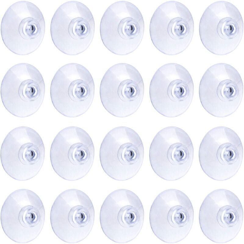 ZVD - 20 Stück transparente Saugnäpfe, 3 cm, PVC-Kunststoff-Saugnapf ohne Haken für Heimdekoration und Organisation