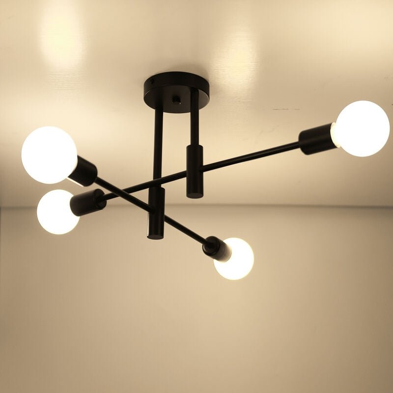 Axhup - 4 Lichter Deckenleuchte Moderne Industrielle für den Innenbereich, Leuchter aus Metall E27 Deckenlampe Kronleuch...